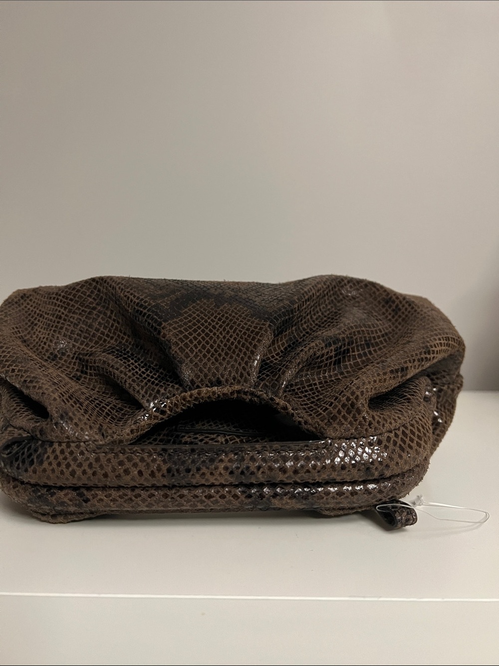 Made in Italy Leather  Snakeskin-Effect Top-Handle Bag - Picture 3 of 9